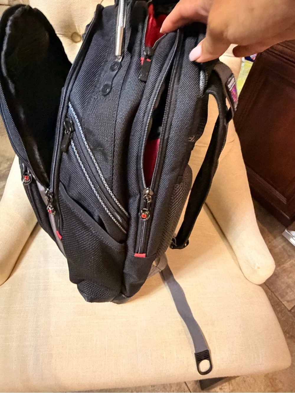 Swiss Tech Black and Gray Backpack with Red Logo Accent